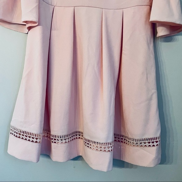 Eliza J 3/4 Bell Sleeve Lace Accent Pastel Pink Peach Dress 16 - Picture 5 of 15